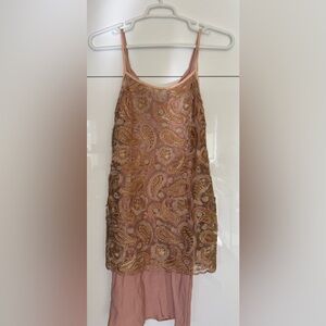Pink Paisley Embroidered Dress with Pink Slip